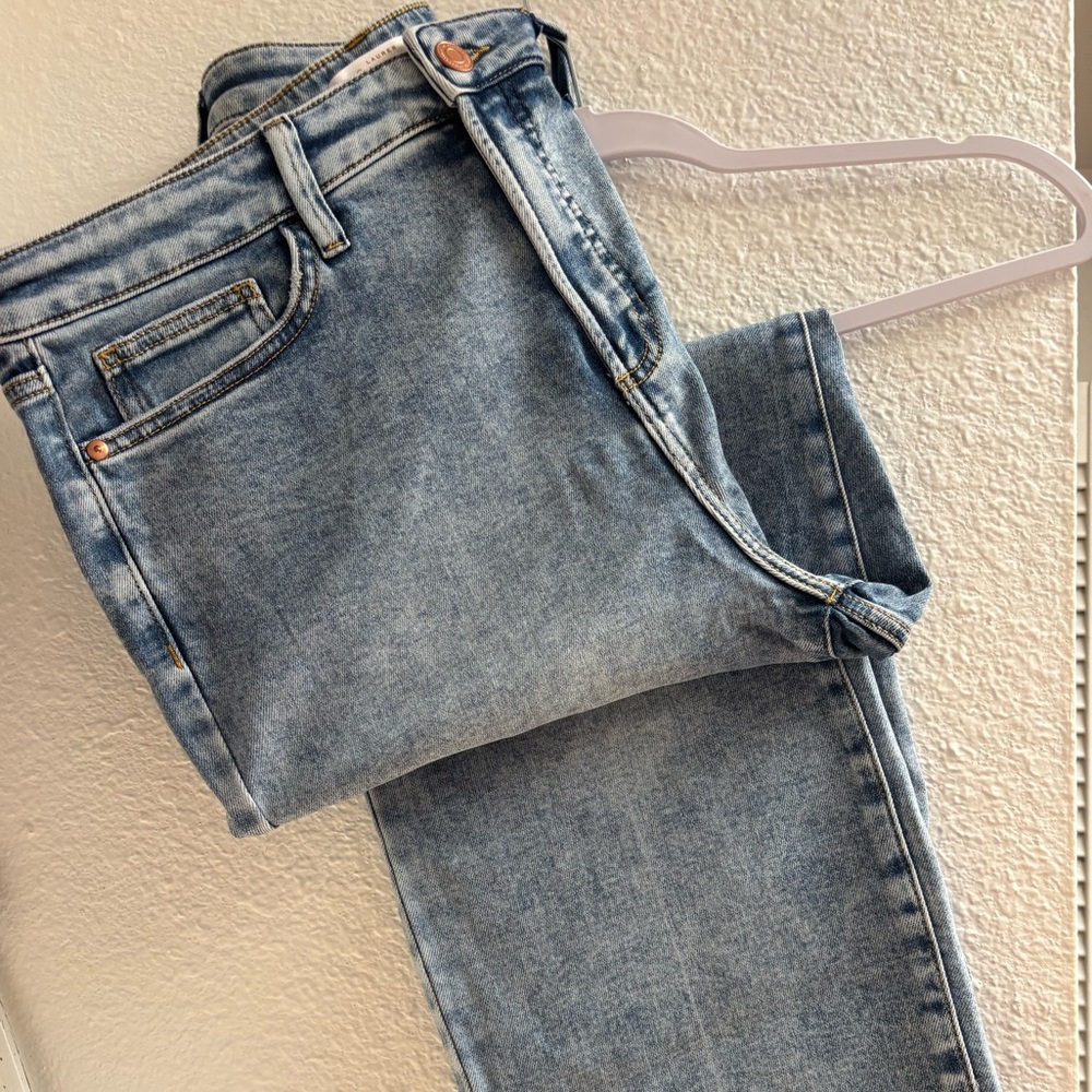 LC Lauren Conrad Light Blue Denim Jeans with Gold Stitching